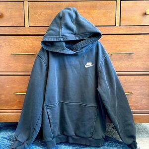 Black Nike Hoodie Sweatshirt Front Pocket Youth Large
